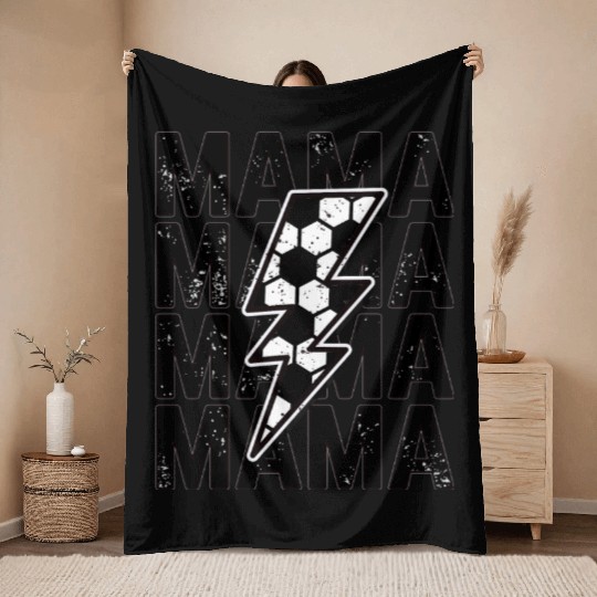 Soccer Mama Lightning Bolt Throw Blankets