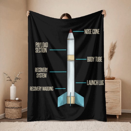 Aerospace Model Rocket Kit Drawing Design Throw Blankets