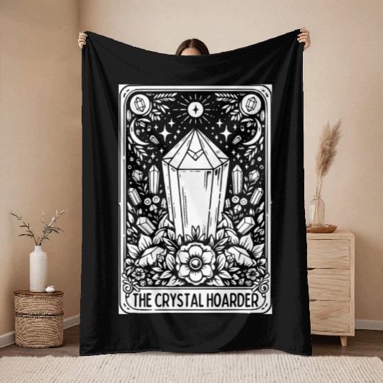 Crystal Hoarder Tarot Card Throw Blankets