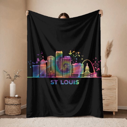 St Louisian Skyline St Louis Throw Blankets