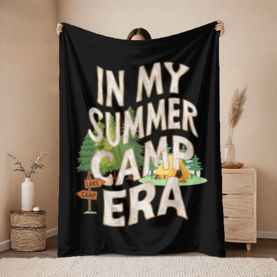 Cute In My Summer Camp Era Groovy Friend Crew Throw Blankets