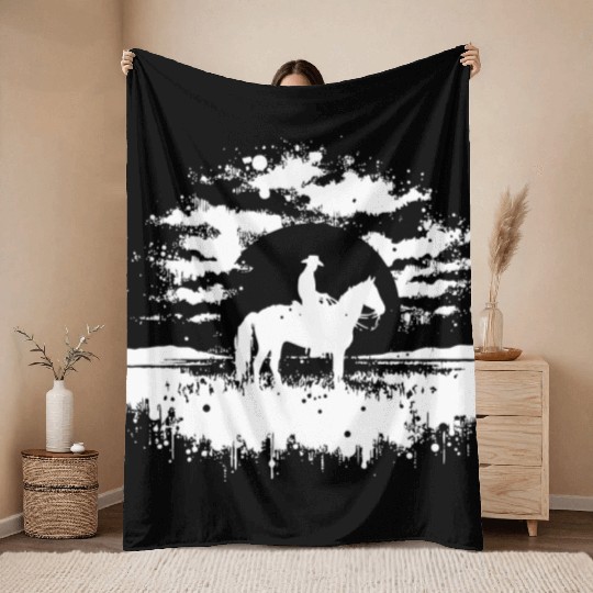 cowboy funny cowboy hat wild western rodeo texas Throw Blankets