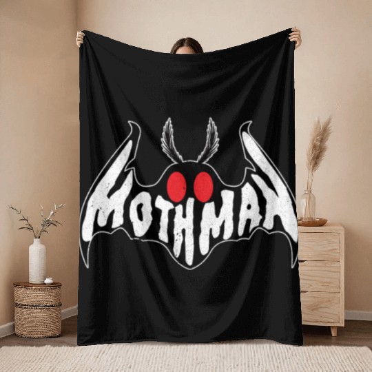 Mothman Monster Creepy Cryptid Throw Blankets
