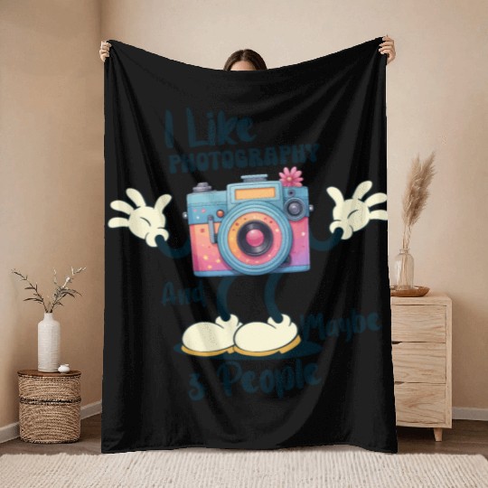 I Like Photography and Maybe 3 People Funny Throw Blankets