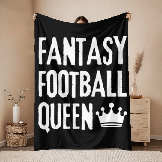 Fantasy Football Queen Throw Blankets