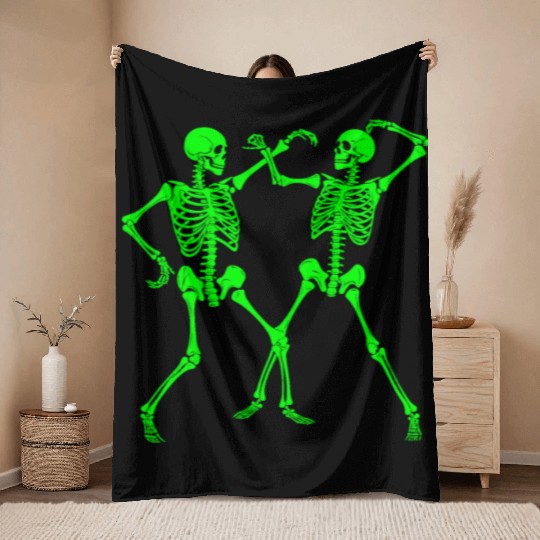 Dancing Skeletons Dance Challenge Halloween Throw Blankets