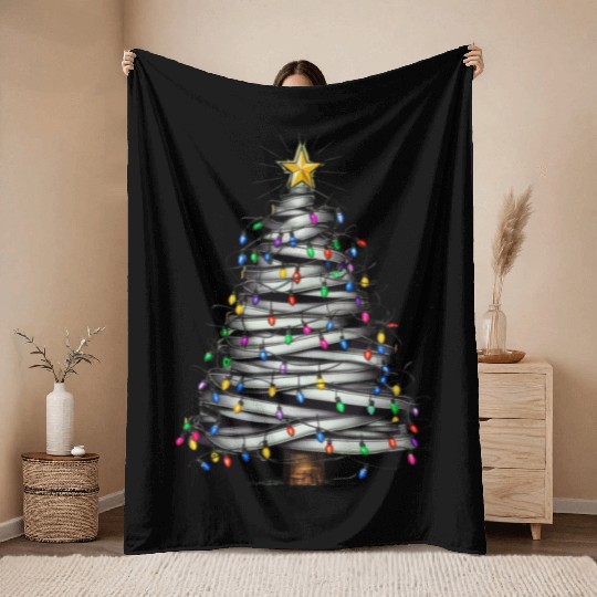 Christmas Light Tree Holiday Throw Blankets