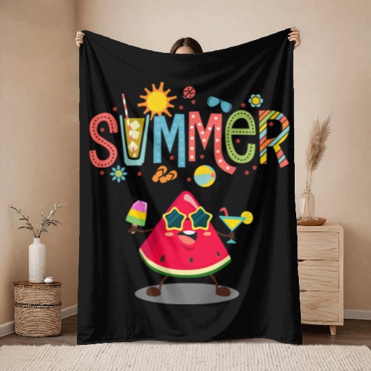 Summer Vibes: Fresh Watermelon Design! Throw Blankets