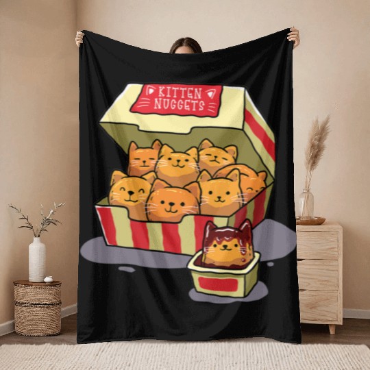Kitten Nuggets Food Cat Lover Throw Blankets
