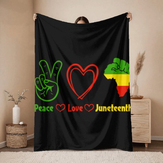 Peace Love Juneteenth,Black Culture,Black History Throw Blankets