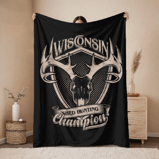 Wisconsin Shed Hunting Champion Throw Blankets