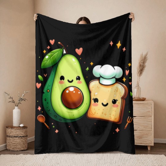 Happy Avocado Toast - Cute and Funny Throw Blankets
