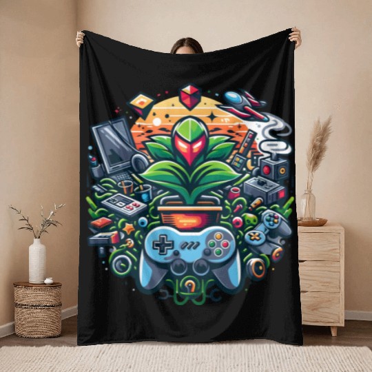 Game Plants Throw Blankets