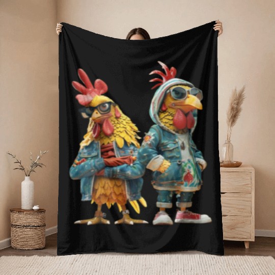 Chickens looking cool in trendy Throw Blankets