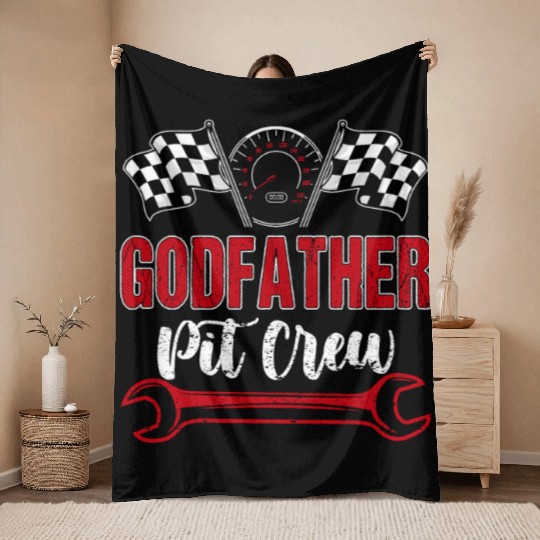 Godfather Pit Crew Birthday Racing Car Throw Blankets