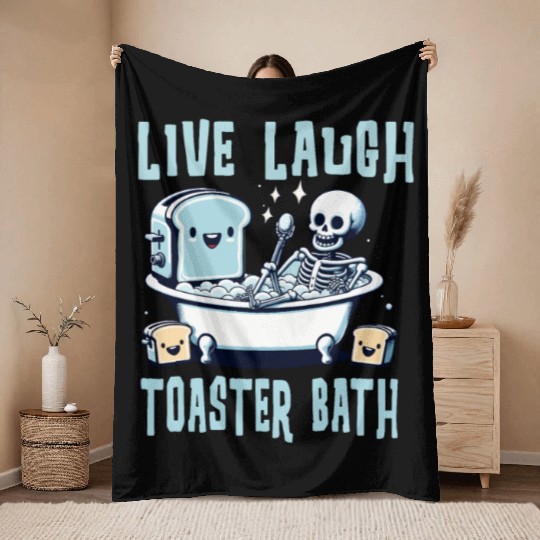 live laugh toaster bath Throw Blankets