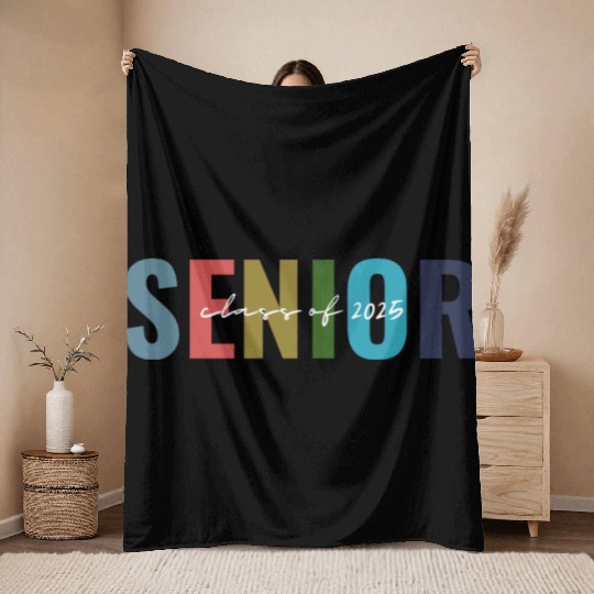Class of 2025 senior graduation back to school Throw Blankets