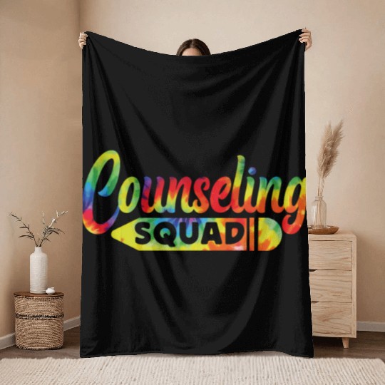 School Counselor Tie Dye Throw Blankets