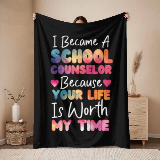School Counselor Watercolor I Throw Blankets