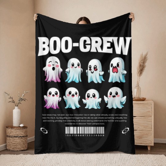 Boo Crew - Halloween Cute Ghost Throw Blankets