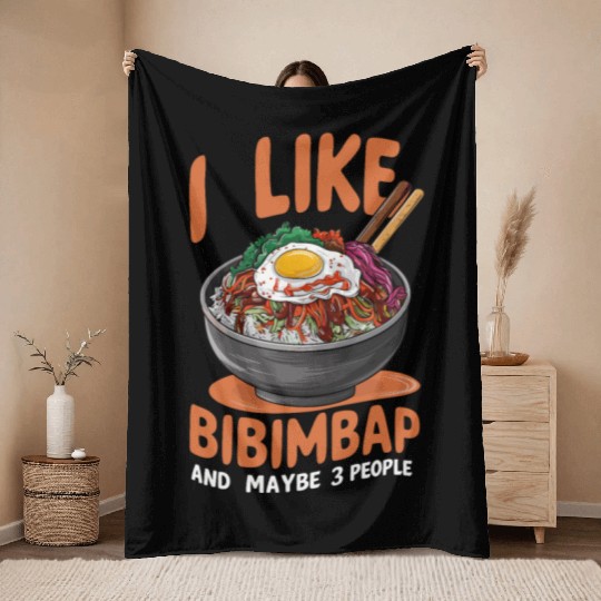 I Like Bibimbap And Maybe 3 People Korean Food Throw Blankets