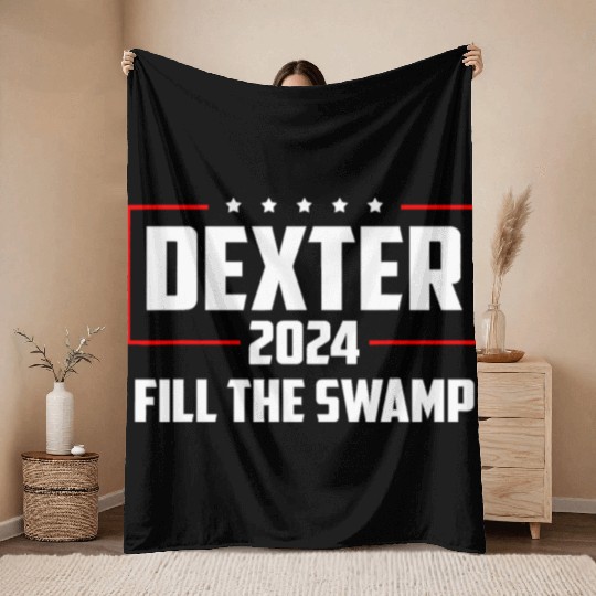 Dexter 2024 Fill The Swamp Throw Blankets