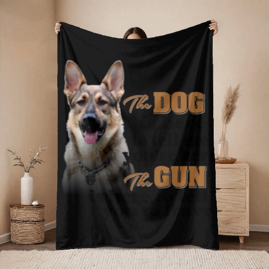 German Shepherd Gun Owner Throw Blankets