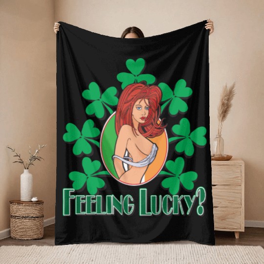 Feeling Lucky Girl Throw Blankets