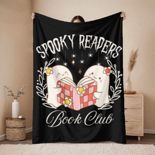 Spooky Readers Book Club -Halloween season Throw Blankets