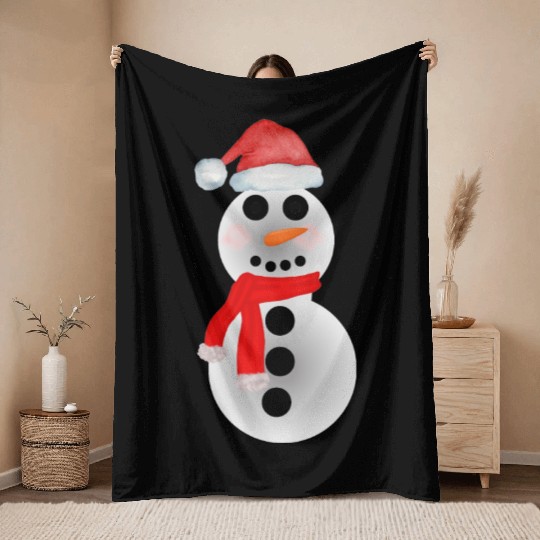Cute Snowman Throw Blankets