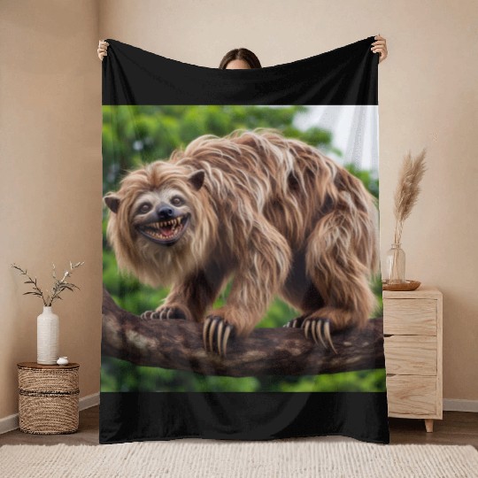 The hyena-sloth Throw Blankets