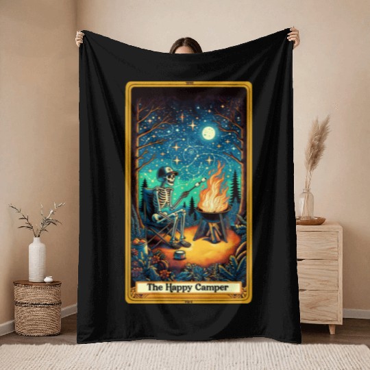 The Happy Camper Tarot Throw Blankets