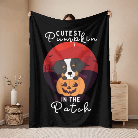 Bernese Mountain Dog Cutest Pumpkin In The Patch Throw Blankets