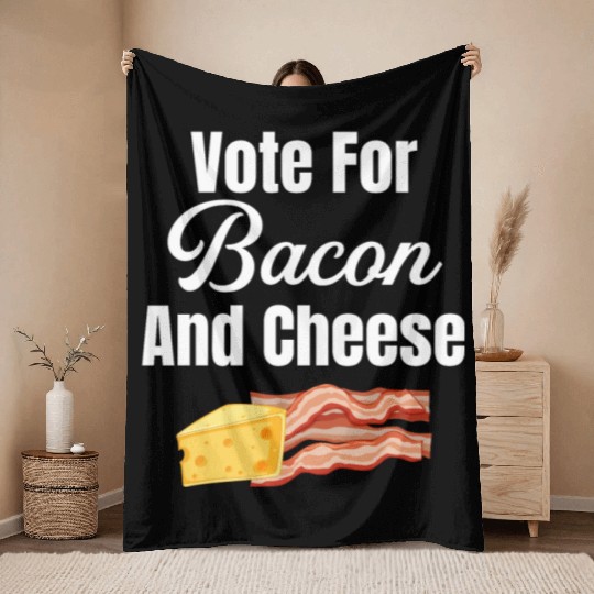 Vote For Bacon and Cheese Lover Meaty Barbecue Throw Blankets