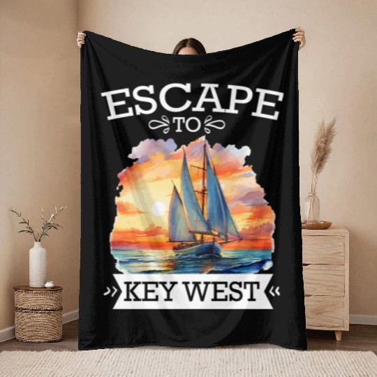 Florida ESCAPE TO KEY-WEST Sailing Outfit Throw Blankets