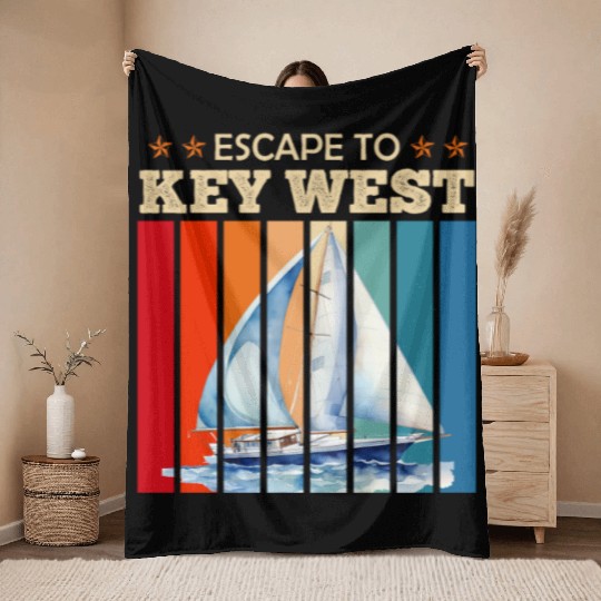 Florida ESCAPE TO KEY-WEST Sailing Outfit Throw Blankets
