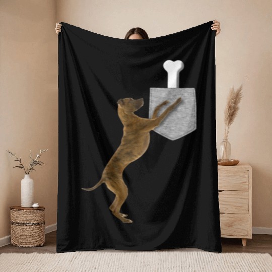 Dog Reaching For Bone In Your Fake Pocket Animal Throw Blankets