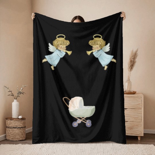 Unisex Angel Baby Throw Blankets