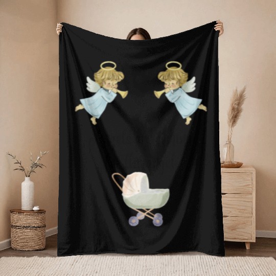 Unisex Angel Baby Throw Blankets