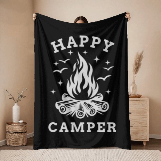 Happy Camper - Camping Throw Blankets