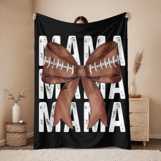 Coquette Football Mama Game Day Football Season Mo Throw Blankets