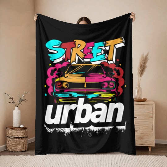 Graffiti Sprayer Rap Cool Throw Blankets