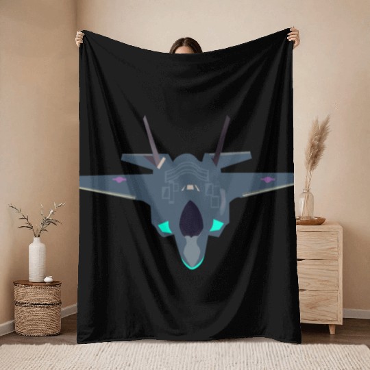 Stealthy F-35 Fighter Jet Design Throw Blankets