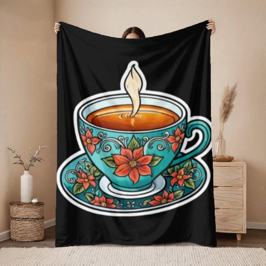 Cup Of Tea Neo Traditional Throw Blankets