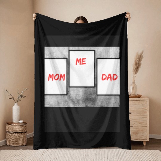 Family Love Trio: Mom, Me, and Dad Frames Throw Blankets