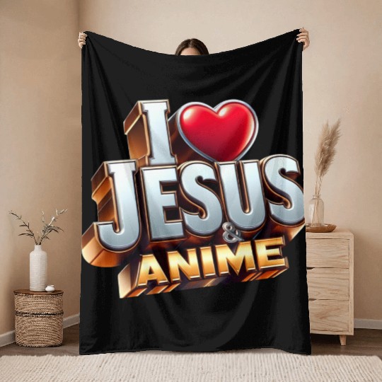 I Love Jesus & Anime Throw Blankets