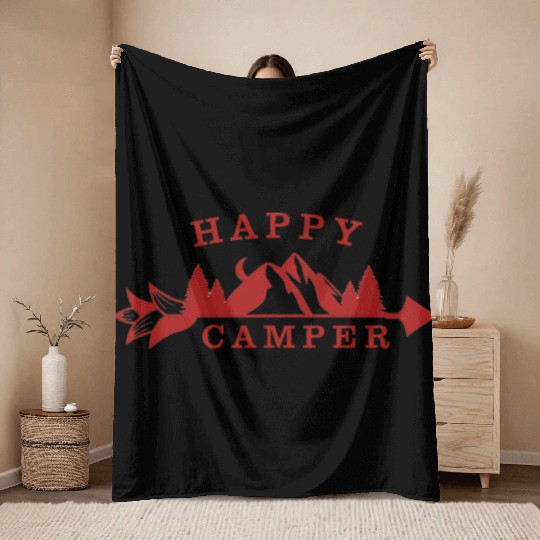 Happy Camper - Camping Lover Throw Blankets