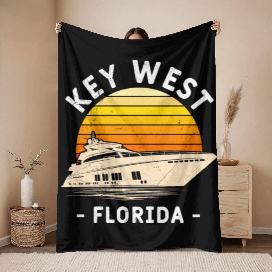 KEY-WEST FLORIDA Sailing Sunshine-State West Keys Throw Blankets