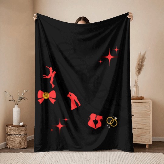 Bride Wedding Engagement Honeymoon Classy Boho Throw Blankets