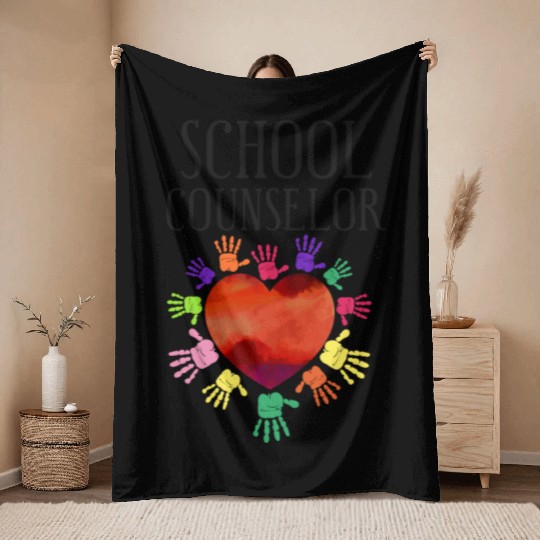 School Counselor Heart Throw Blankets